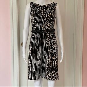 Vince Camuto Leopard Cheetah Animal Print Belted Dress size 8